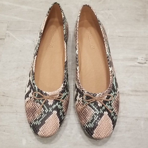 💕MADEWELL💕 Adelle Ballet Flat Snake Embossed Leather 8.5 NWOT - Picture 7 of 16